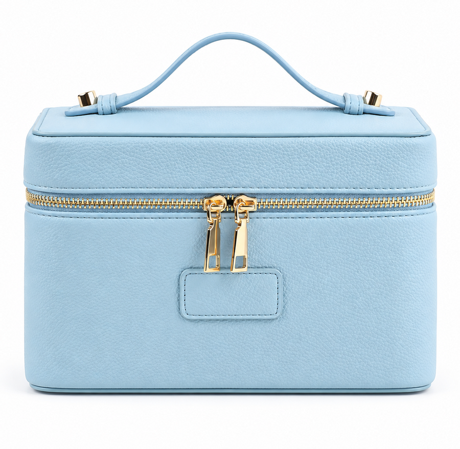Trousse de toilette en cuir PU Bleu